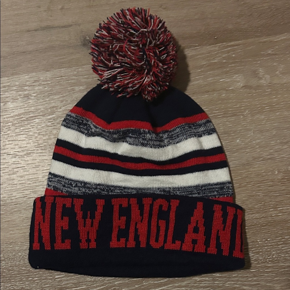 New England Pom-Pom Beanie - Red, White, and Blue